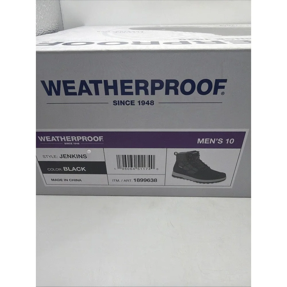 Weatherproof Jenkins Men's Size 10 Memory Foam Insole Black Boots. New